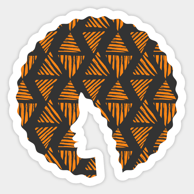 Afro Hair Woman with African Pattern, Black History Sticker by logiamerch